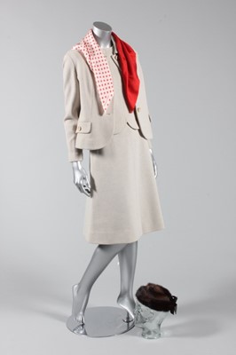 Lot 107 - A Balenciaga couture grey wool jersey suit,...