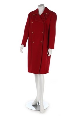 Lot 192 - A Chanel red wool mid-length coat, 1990s,...