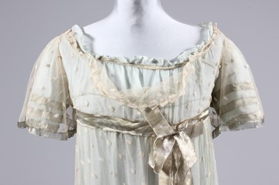 Lot 31 - A Honiton bobbin appliqu gown, circa 1800, but...