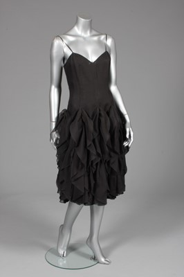 Lot 125 - A Halston charcoal-grey flounced organza...