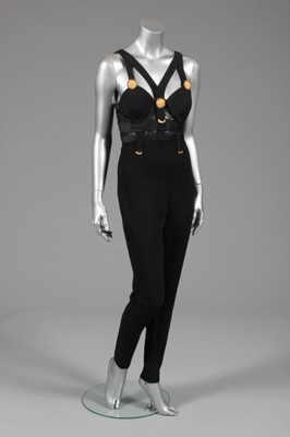 Lot 123A - A Gianni Versace black 'bondage' catsuit,...