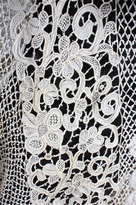 Lot 34 - An Irish crochet and whitework embroidered...