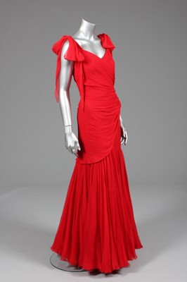 Lot 152 - A Bruce Oldfield scarlet swathed chiffon...