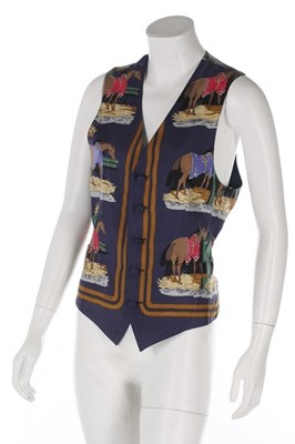 Lot 193 - An Hermès silk waistcoat, 1990s, labelled and...