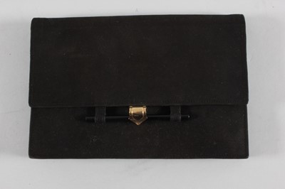 Lot 15 - A Cartier black suede clutch bag, 1939, with...