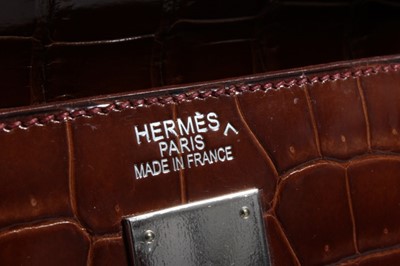 Lot 6 - A fine Hermès brown crocodile Kelly bag, 2006,...