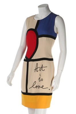 Lot 210 - A Moschino 'Mondrian' rayon-blend crêpe dress,...