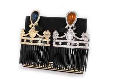 Lot 214 - Two Versace diadem hair combs, 1990s, signed,...