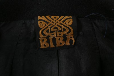 Lot 3 - A Biba black wool coat with frogging and...