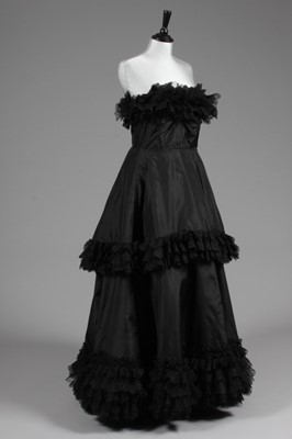 Lot 67 - A Balenciaga couture black taffeta and lace...