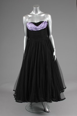 Lot 68 - A Maggy Rouff couture black tulle ball gown,...