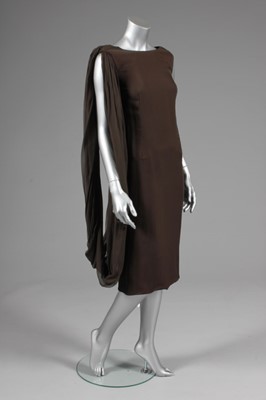 Lot 104 - A Pierre Cardin brown chiffon cocktail dress,...