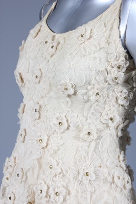Lot 103 - A Lanvin ecru lace cocktail dress, early 1960s,...