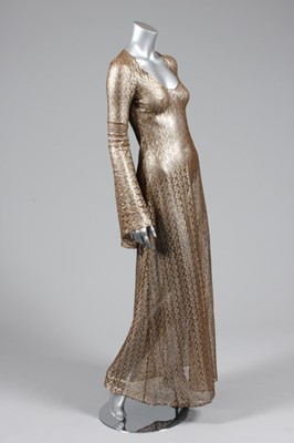 Lot 102 - A Biba gold and silver lace evening gown,...