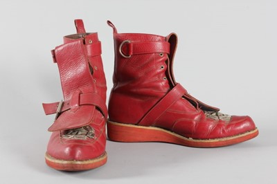 Lot 111 - A pair of Seditionaries red leather boots,...