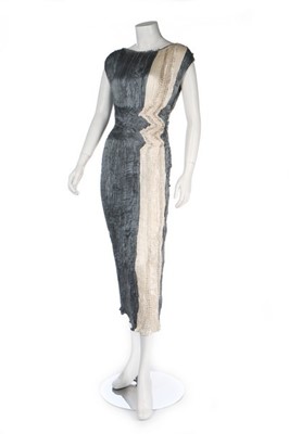 Lot 317 - A Patricia Lester steel-grey pleated silk...