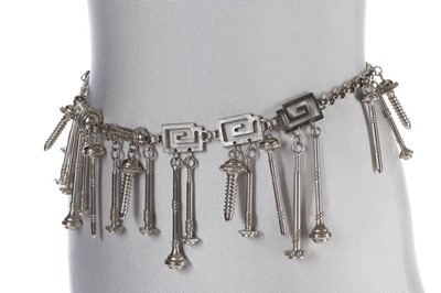 Lot 214 - A Versace 'Nuts and Bolts' metal chain belt,...