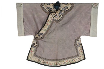 Lot 425 - A pale lavender damask informal robe, chang-fu,...