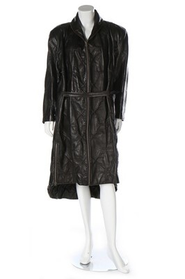 Lot 159 - An Issey Miyake black leather coat, 1980s,...