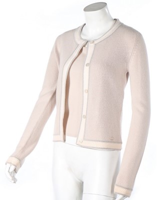 Lot 203 - A Chanel pale grey cashmere twinset, 2003,...