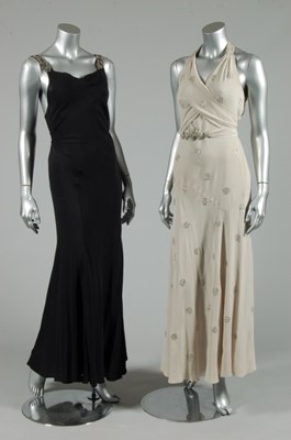 Lot 13 - A stylish black crepe bias-cut evening gown,...