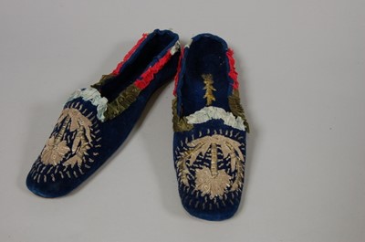 Lot 157 - A pair of Turkish embroidered ladies shoes for...