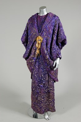 Lot 164 - A Paco Rabanne crinkled purple satin evening...