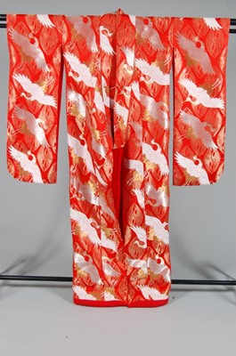 Lot 166 - A Japanese wedding kimono, modern, woven with...