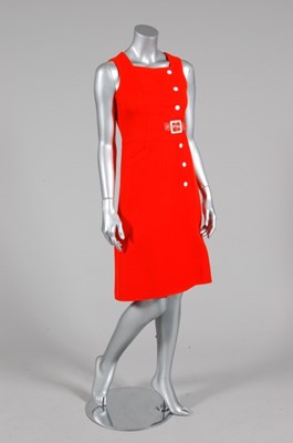 Lot 169 - A Courreges fluorescent orange wool pinafore...