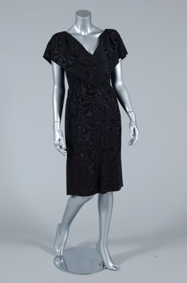 Lot 199 - A black moir cocktail dress, probably 1960s,...