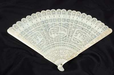 Lot 207 - A carved ivory brisfan, Chinese for the...