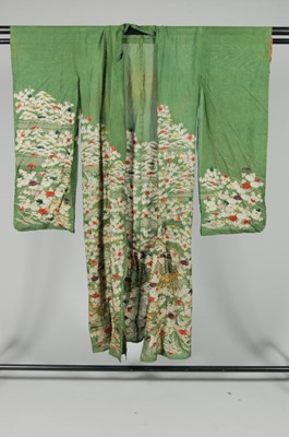 Lot 212 - A green gauze Kosode and Japanese fukusa,...