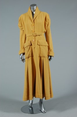 Lot 20 - A Maggy Rouff mustard mohair day dress, late...