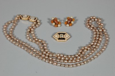 Lot 247 - A Christian Dior pearl and rhinestone necklace...