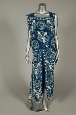 Lot 284 - A beaded petrol-blue crepe de chine cocktail...