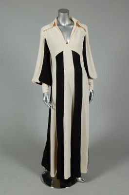 Lot 294 - An Ossie Clark black and ivory moss crepe...