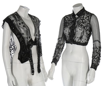 Lot 121 - A group of black sequinned tulle clothing,...