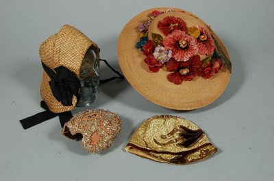 Lot 306 - Four hats, including a Jacques Fath beaded and...