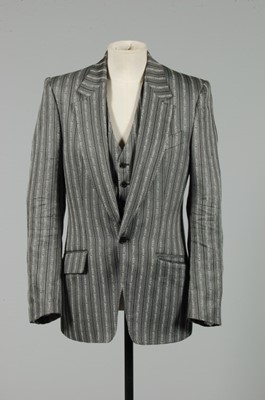 Lot 352 - An Alexander McQueen striped grey wool morning-...