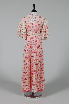 Lot 365 - A printed organza garden party gown,...