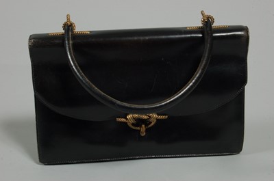 Lot 52 - An Hermès black leather `Sac Cordelier', 1960s,...