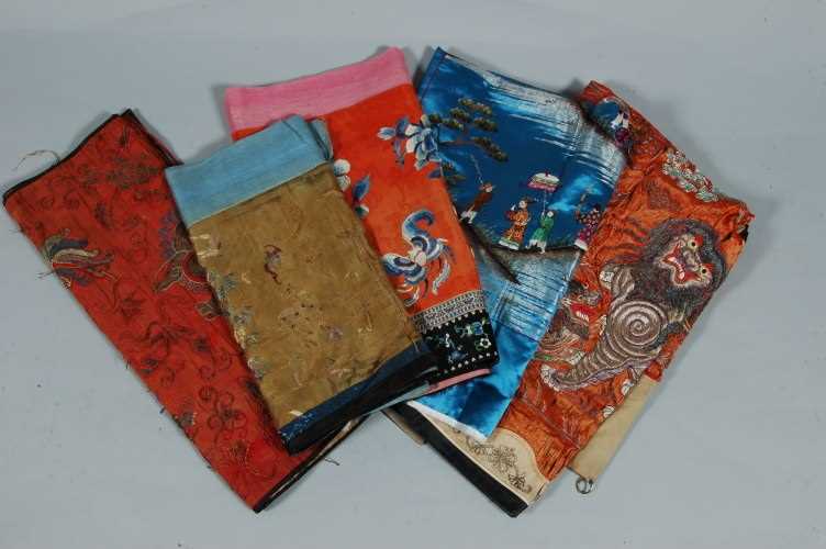 Lot 66 A group of embroidered wall hangings, Chinese