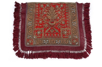 Lot 416 - A lavish embroidered raisedwork hanging,...