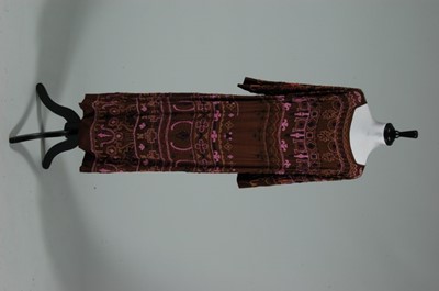 Lot 7 - A beaded brown crepe de chine dress, early...