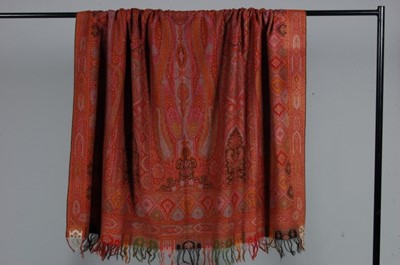 Lot 86 - A good Paisley shawl, circa 1860, with black...