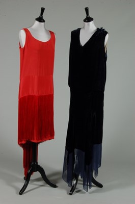 Lot 8 - Two 1920s cocktail dresses, the first of...