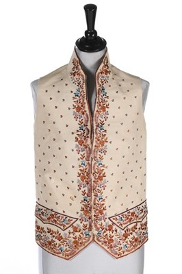 Lot 170 - Three gentleman's embroidered silk waistcoats,...