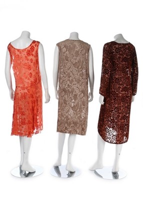Lot 101 - Three devoré velvet dresses, mid 1920s,...