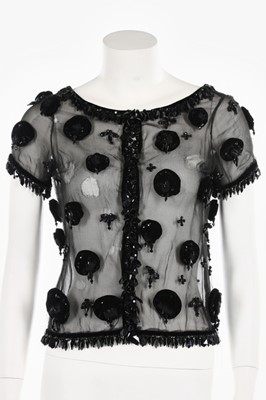 Lot 55 - A Christian Dior beaded black tulle...