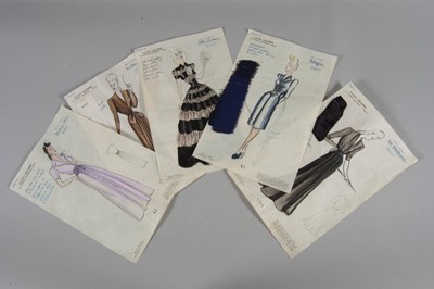 Lot 80 - Lucien Lelong fashion sketches, 1942-43,...